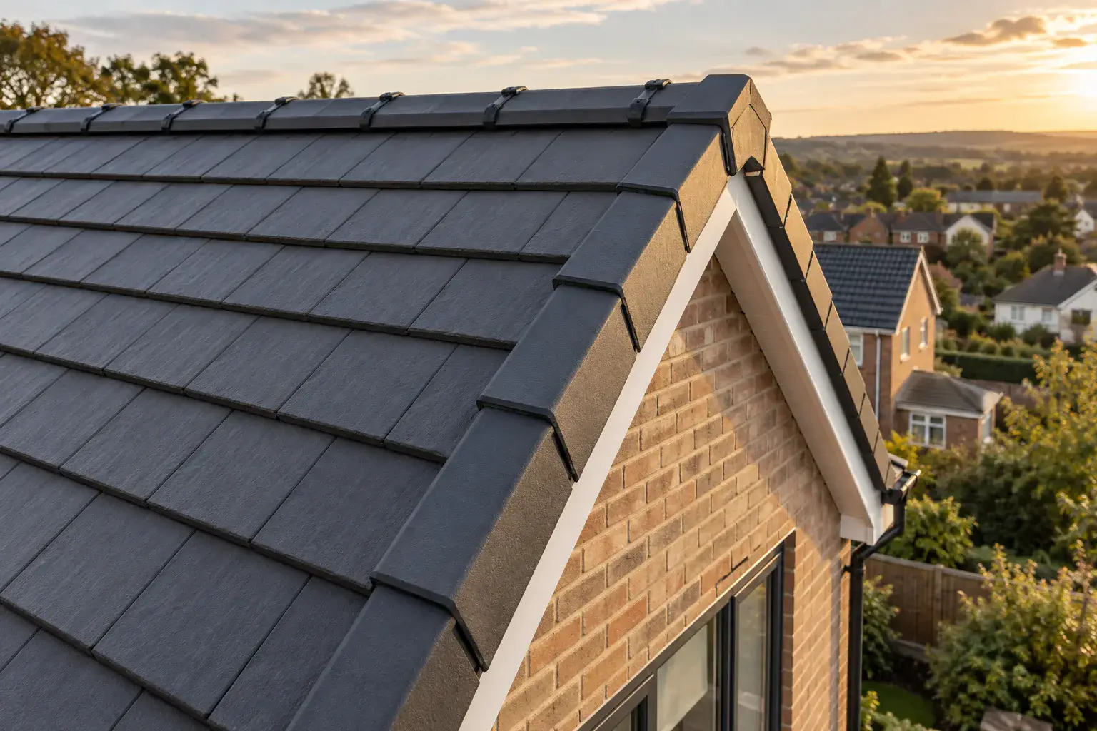 Illustrative dry ridge and verge finish